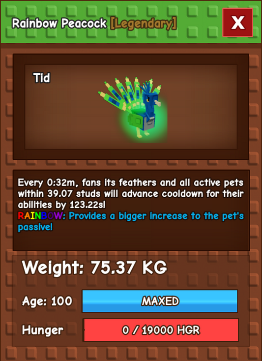 Titanic Peacock 75.37KG