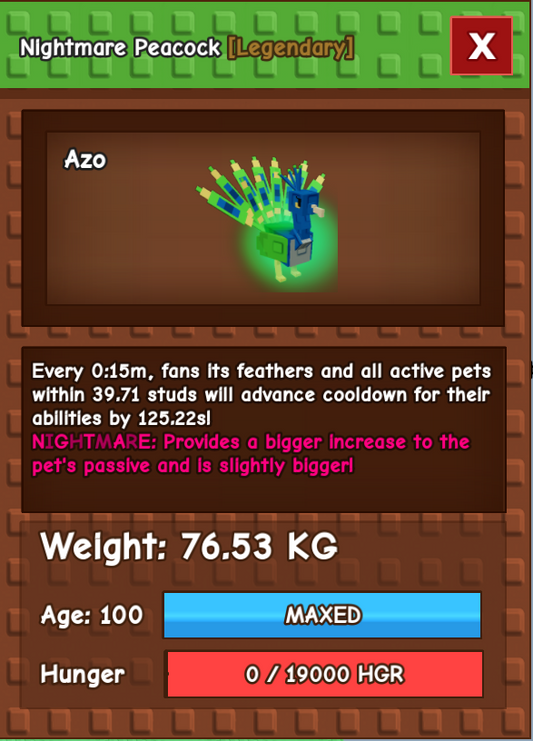 Titanic Peacock 76.53KG